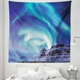 thumbnail image 1 of Winter Tapestry, Aurora Borealis Kirkjufell Iceland Natural Phenomenon Northen Environment, Fabric Wall Hanging Decor for Bedroom Living Room Dorm, 5 Sizes, Blue Sea Green Lilac, by Ambesonne, 1 of 1