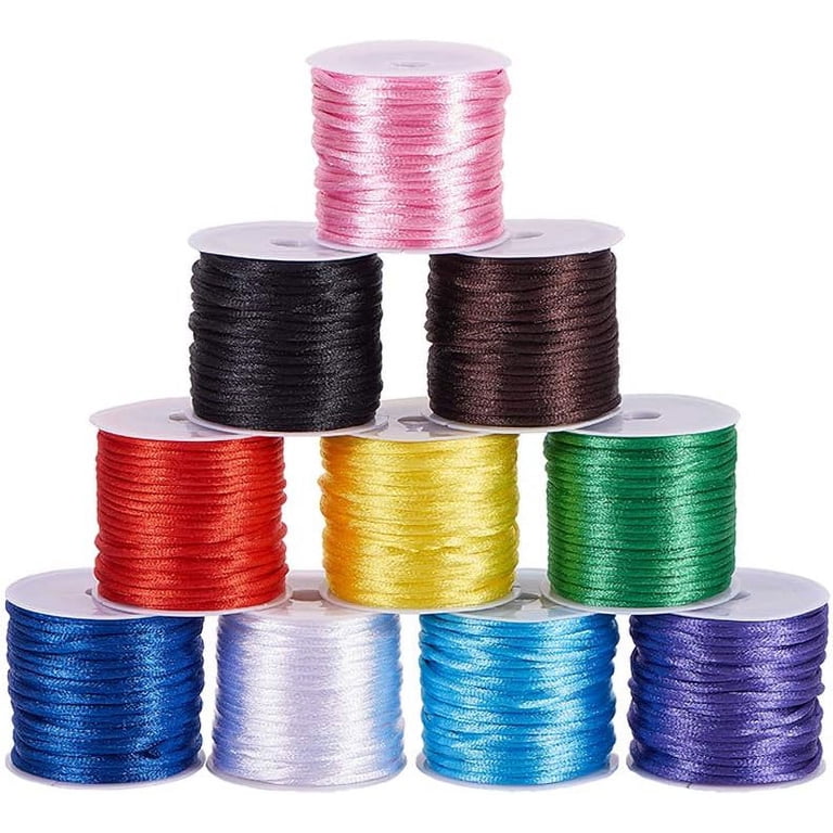 2mm Black Satin Nylon Cord – 90 Meters Spool For Jewelry Making, Macrame, Bracelets & Crafts