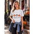 thumbnail image 4 of KimSoong Women Thanksgiving Shirt Plaid Pumpkins Graphic Crew Neck Short Sleeve T-Shirts Tops, 4 of 12