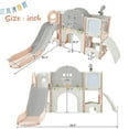 thumbnail image 4 of 9 in 1 Toddler Slide for Indoor Playground, Freestanding Kids Climber Slide Playset with Basketball Hoop, Telescope, Crawl-through Tunnel, Drawing Whiteboard, Golf Hole and Ring Toss Game, 4 of 6