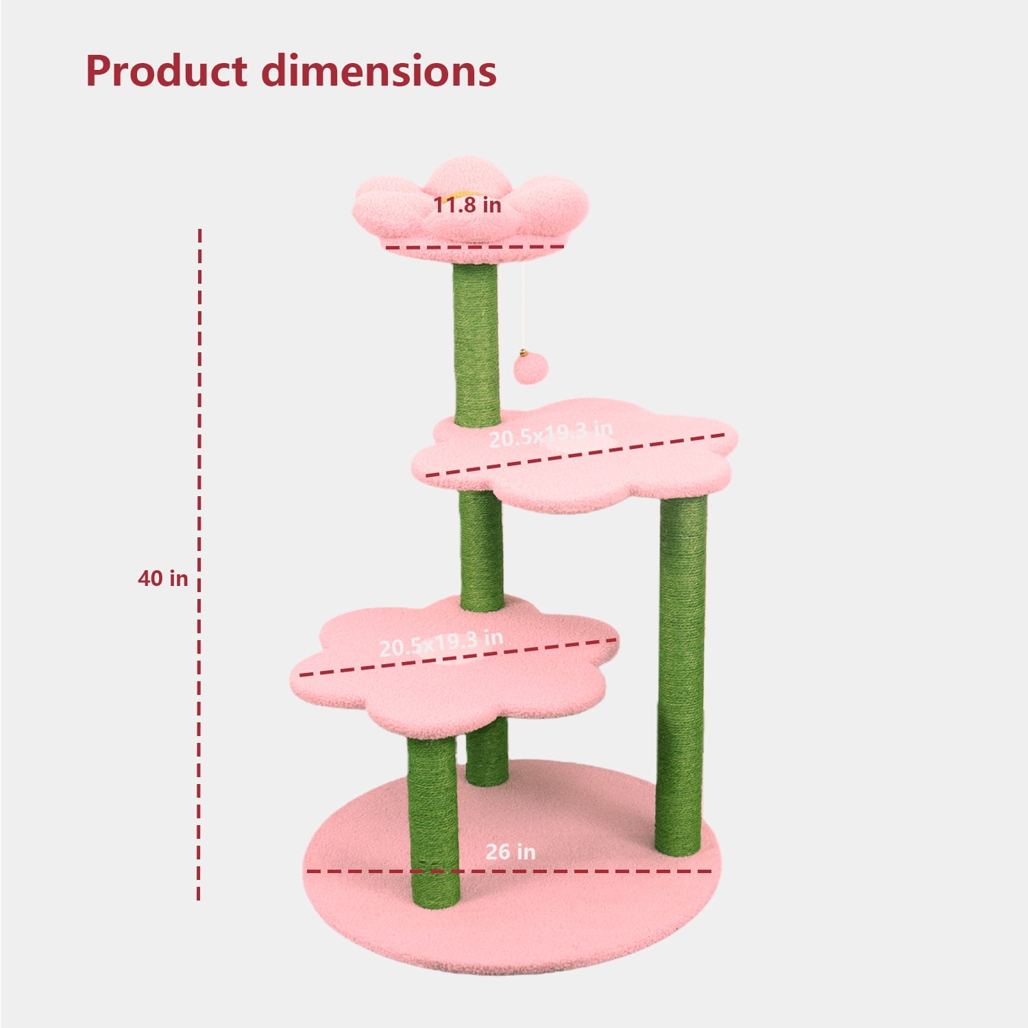 Cat Tree with Removable Cozy Perch & Scratching Posts Hanging & Toy Multi-Level Cat Furniture for Kittens/Cats to Climb, Rest & Play Hanging Toy
