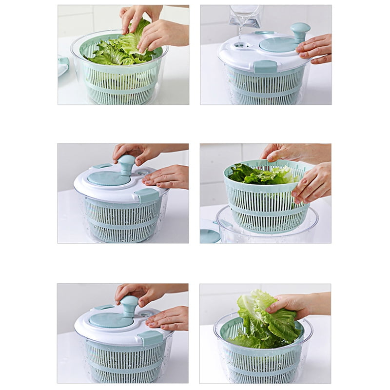 Kitchen Salad SpinnerManual Lettuce Spinner with Secure Lid Lock & Rotary Handle Easy to Use