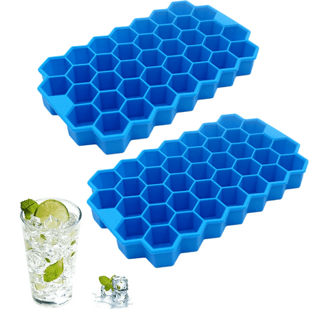 

Ice Cube Trays with Lids Cubes Hexagon Silicone Ice Cube Mould Silica Gel Flexible Ice Cube Bags for Fruit Ice DIY Chilled Drinks Whiskey Cocktails Blue