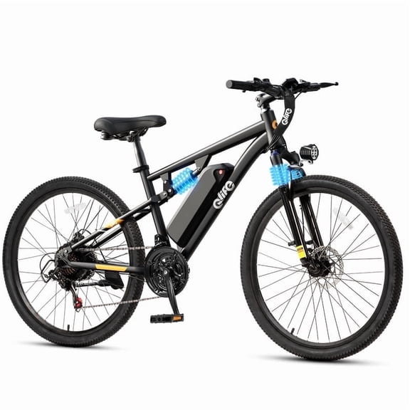 Qlife Racer Ultra Electric Bike for Adults 21-Speed Mountain Lightweight Ebike with 350W Max 28MPH Brushless Motor, 26" Step Over E-MTB, 48V 7.8Ah Removable Battery e-Bike(Black)