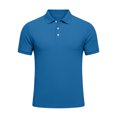 thumbnail image 4 of COSFO Blue Men's Polo Shirts Short Sleeve Ribbed Knit Casual Shirts Pullover Business Golf Collared Classic Fit Tops, 4 of 5