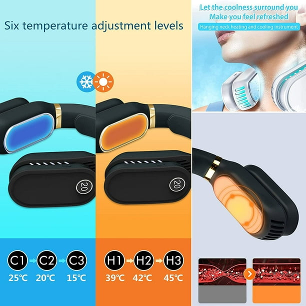 Neck Cooler and Heater Rechargeable, Karcusiny Wearable Fan with