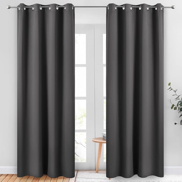 OSLIFE 2 Paneles Cortinas Blackout,Aislamiento Térmico para Sala/Recámara Ventana,Suave 100% Microfibra Poliéster Impermeable,Anillo de Sujeción,Reducci&