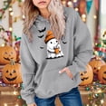 thumbnail image 2 of Staki Kids Girl Hooded Sweatshirt Graphic Letter Print Halloween Shirt Long Sleeve Pullover Tops(Gray,8-9 Years), 2 of 6
