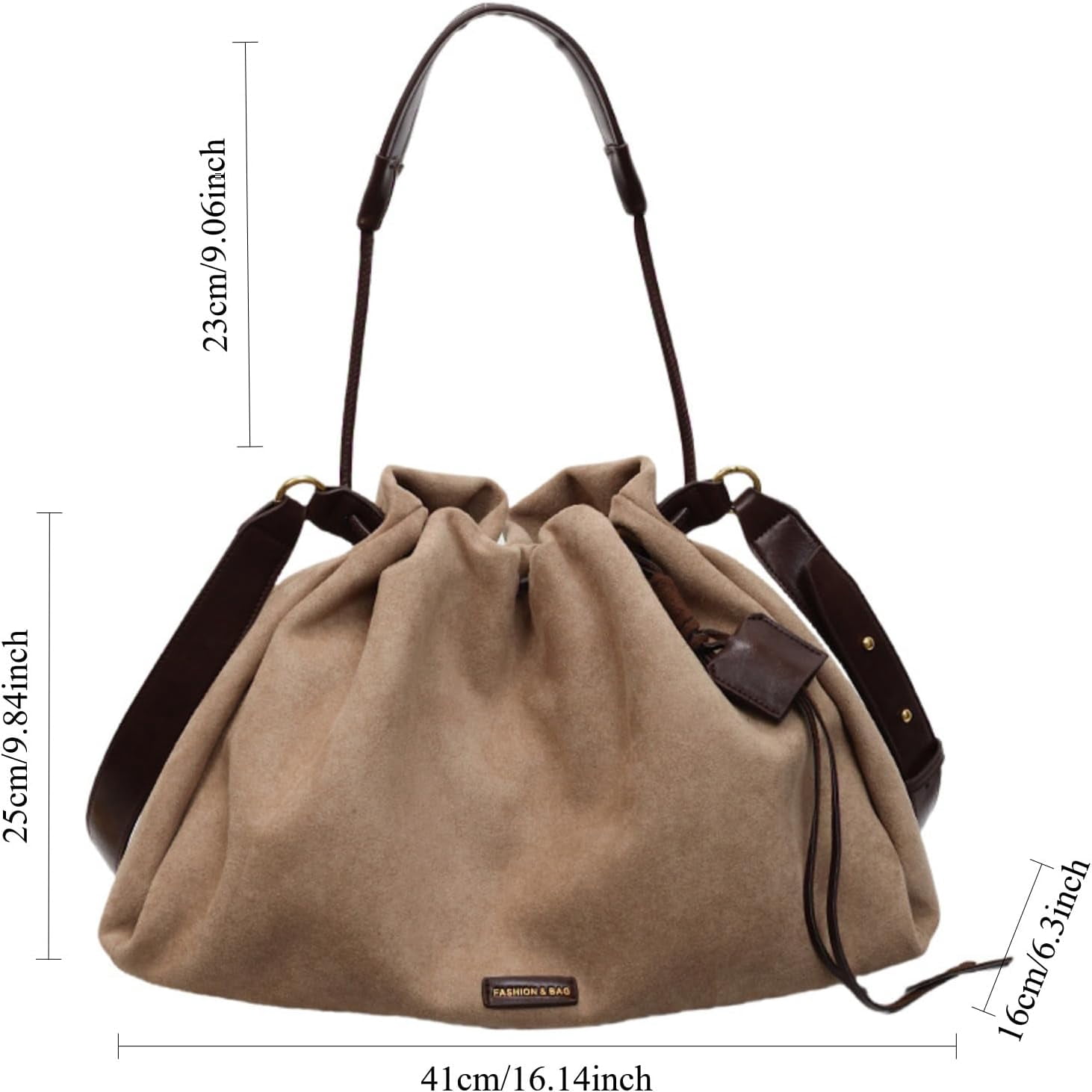 SPEKSEE Suede Bag for Woman Faux Suede Large Satchel Crossbody Tote Purse Drawstring Vintage Fall Winter Hobo Handbag