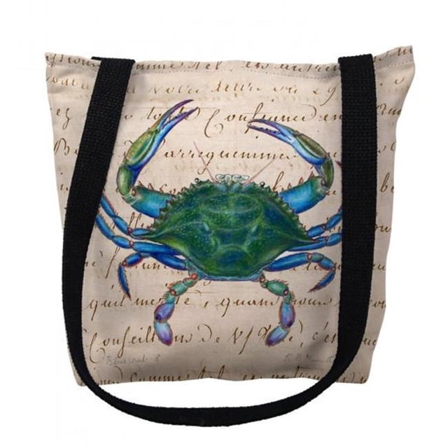 Betsy Drake TY005BM Sac Fourre-Tout Script Crabe Bleu Beige 16 x 16 Po. - Moyen