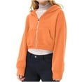 thumbnail image 7 of IVEYRTF Girls Hooded Crop Sweatshirt Long Sleeve Pullover Tops with Pocket Casual Fall Winter Jacket Outerwear for Teen Youth Kids(Orange,13-14 Years), 7 of 7