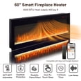 thumbnail image 3 of Innoflame Fireplace TV Stand for 80" TVs, Entertainment Center w/60 Inch Fireplace, WiFi Enabled, APP/Voice Control, Simulated Marble Surrounded, Open Shelves Storage, White, 3 of 9