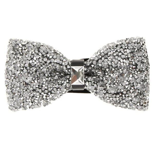 Pajaritas ajustables con brillantes de diamantes de imitación para hombre de Lovoski para bodas y fiestas Plata