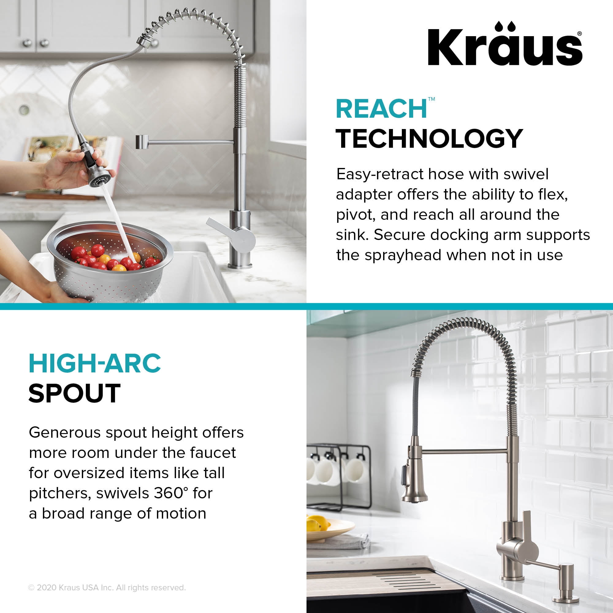 Kraus Britt Commercial Style Pull-Down Single Handle Kitchen Faucet in Spot Free Stainless Steel