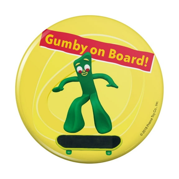 Gumby On Board - Skateboarder Skater Pinback Button Pin
