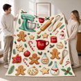 thumbnail image 3 of SPXUBZ Christmas Baking Pattern Flannel Blanket Soft Plush Throw Blanket Holiday Decor Cozy Warm Lightweight Blanket for Sofa Bed 60"x50", 3 of 5