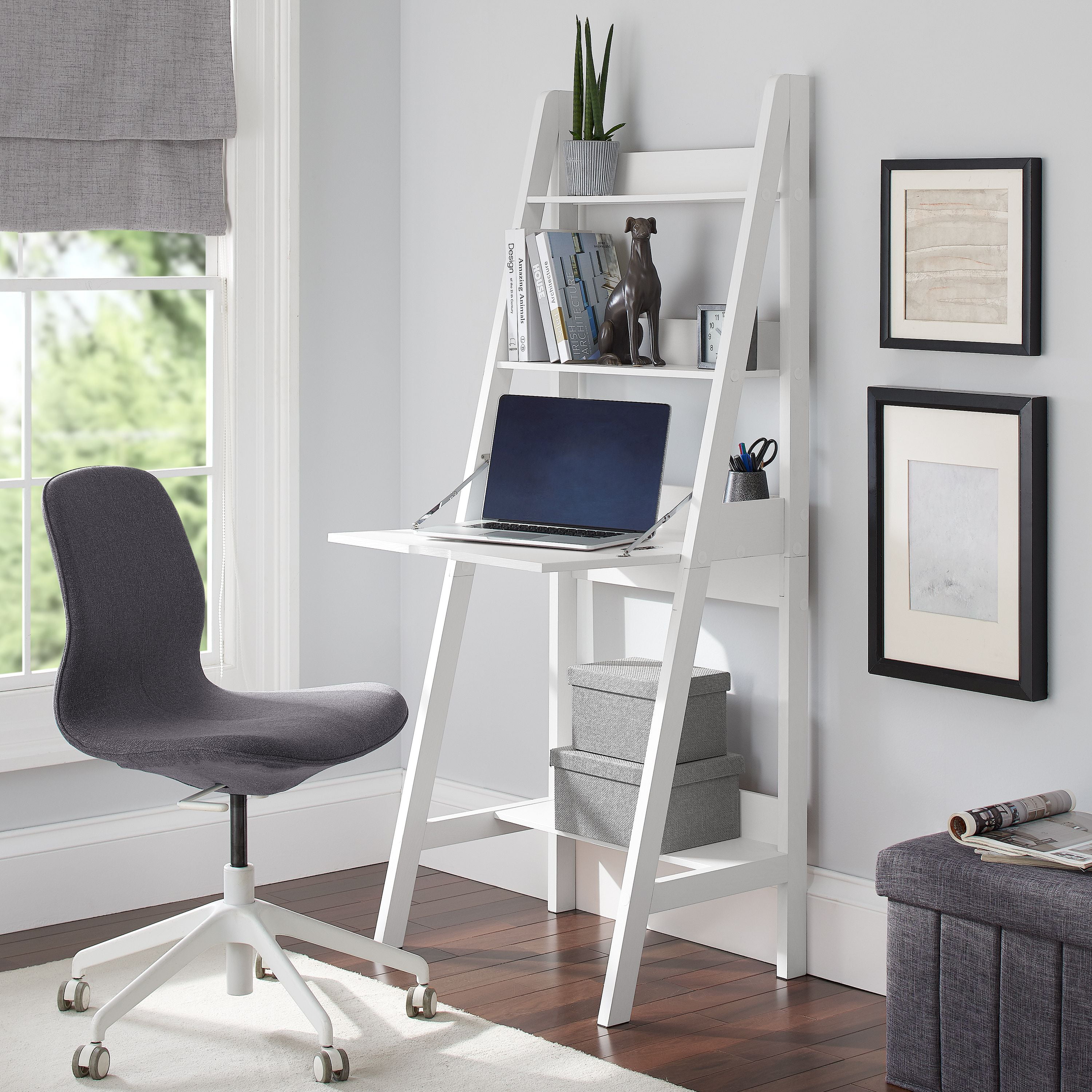 Mainstays Contemporary 3 Shelf Ladder Desk White Finish Brickseek