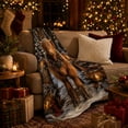 thumbnail image 3 of Magical Snowy Forest Highland Cow Wreath Christmas, Festive Holiday Scene, Warm Flannel Blanket for Ranch House and Living Room, Art Lovers Housewarming Gift, Festive Home Decor, 3 of 9