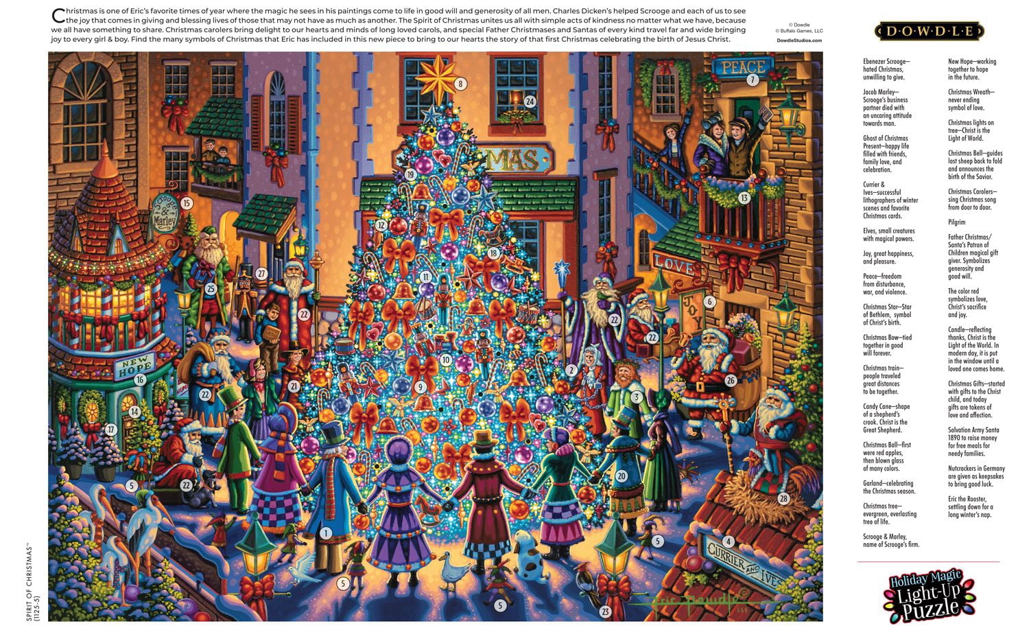 Ceaco Dowdle Spirit of Christmas Holiday Magic Light Up 500-Piece Interlocking Jigsaw Puzzle for Adults Ages 14+