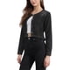 thumbnail image 4 of Chaquetas de mezclilla para mujer INSPIRE CHIC sin cuello, de manga larga, con botones, cortas, en negro, 4 of 6