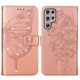 thumbnail image 2 of SaniMore Case for Samsung Galaxy S23 Ultra (6.1" 2023), PU Leather Luxury Embossed Butterfly Glitter Diamond [Wrist Strap & Card Slots & Flip Kickstand] Full-body Shockproof Wallet Cover, Rosegold, 2 of 8