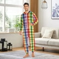 thumbnail image 3 of joogoo Rainbow Stripe Checkered Unisex Adults Onesies Pajamas Jumpsuits L, 3 of 7