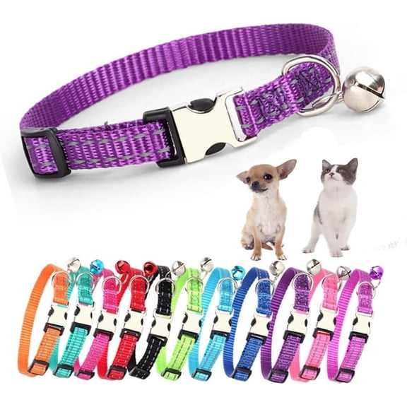 Puppy Collar with Bell,Basic & Reflective Cat Collar with Bells for XXS Xs Small Pet Dogs Boy Tiny Kitten Girls Animal