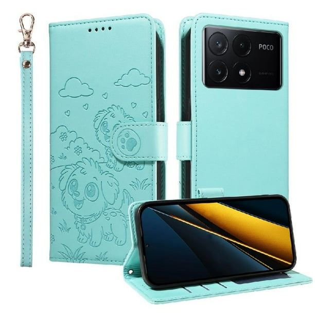 Funda Cartera GANGXUN con Diseño de Perrito en Relieve para Xiaomi POCO X6 Pro , Protección 360° con Ranuras y Correa Desmontable