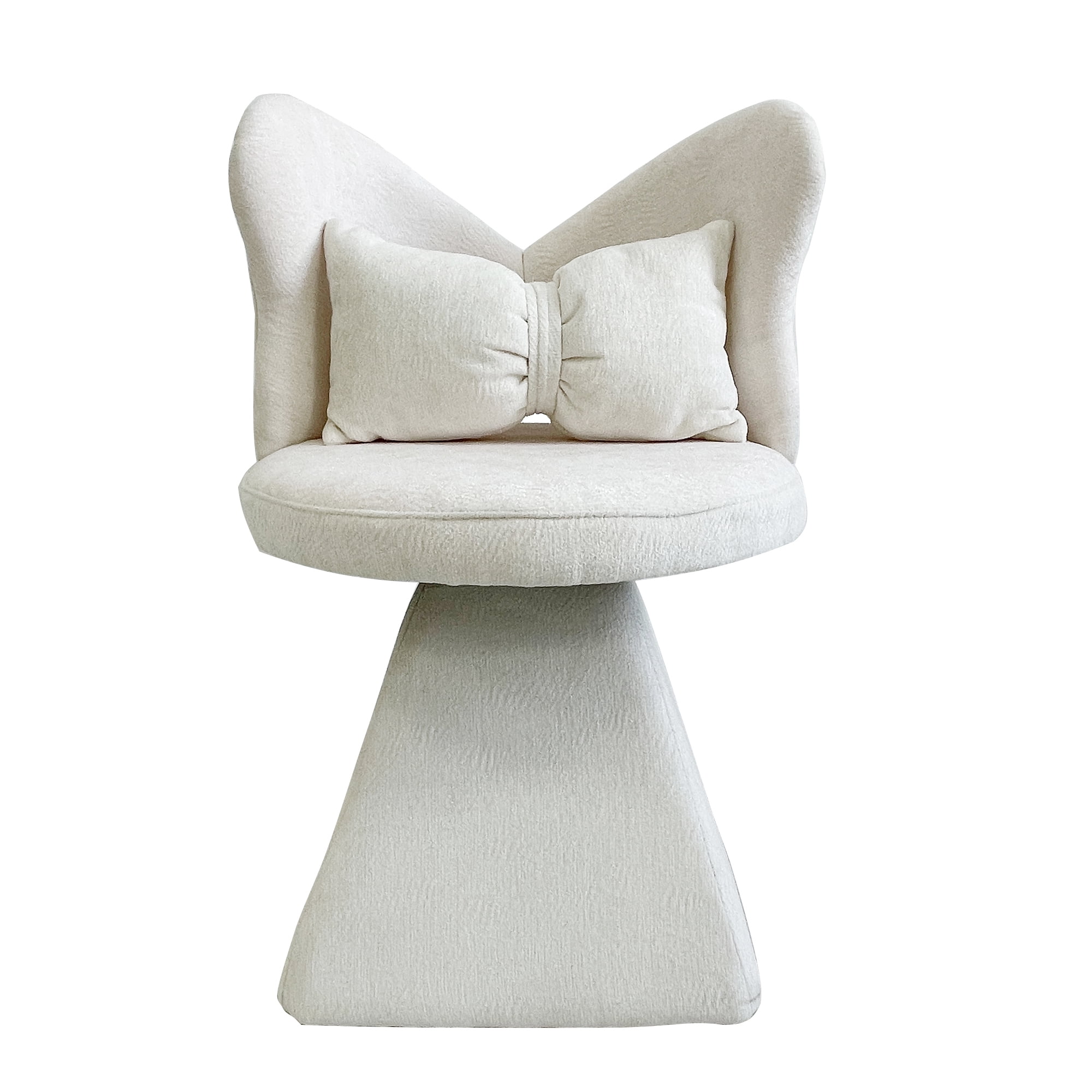 TrumanPick Vanity Chair with Butterfly Back, Swivel Accent Stool for Bedroom Dressing Table, White
