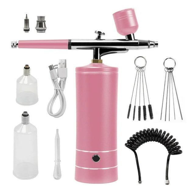 Kit d'Aérographe Portable Rechargeable avec Compresseur Mini Pulvérisateur Sans Fil pour Manucure Art Gâteau Peinture Maquillage, Réglable