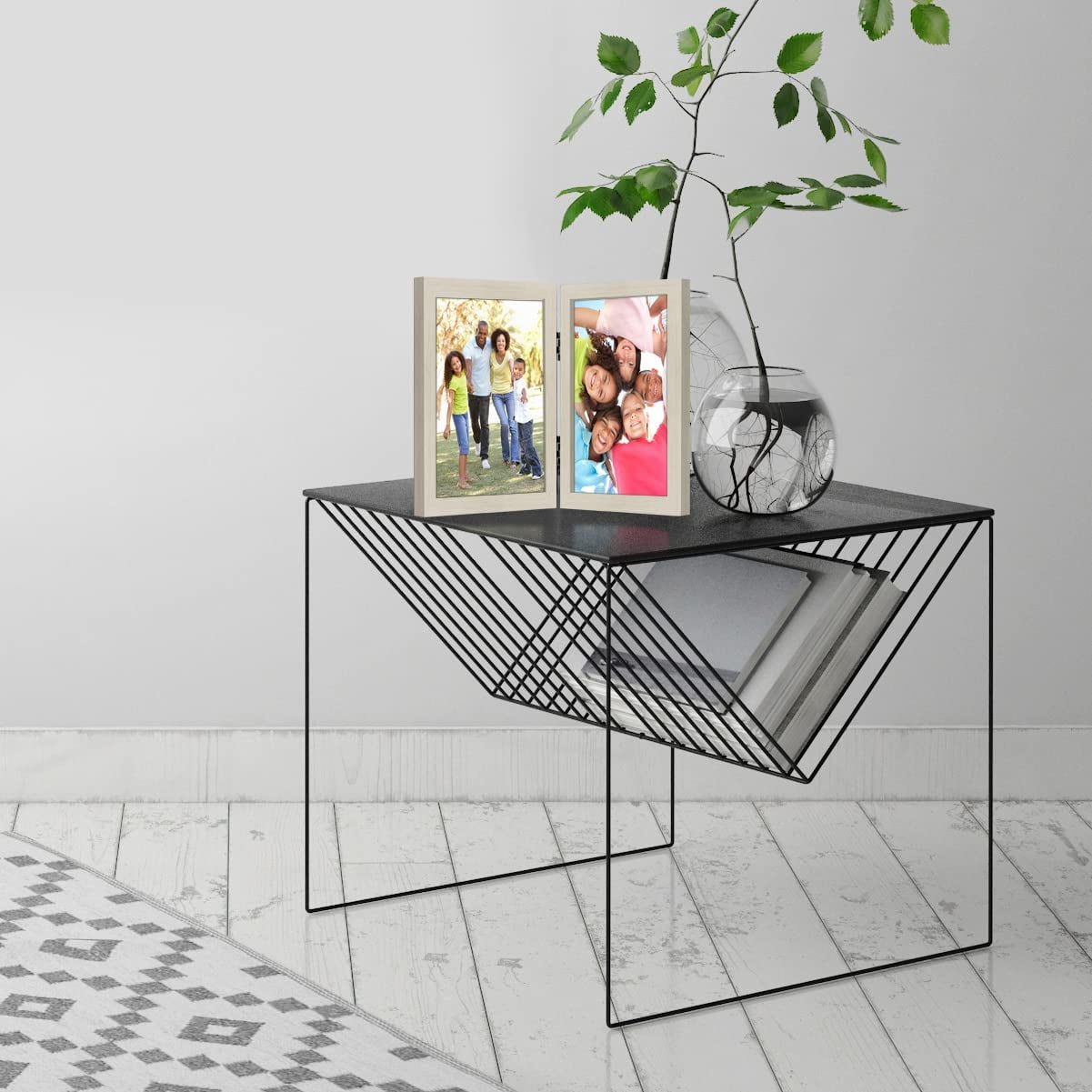 Americanflat 8x10 Hinged Picture Frame in Light Wood with Two Displays in Shatter Resistant Glass for Tabletop