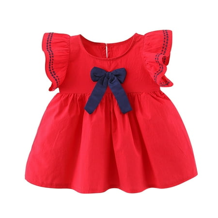 

Rovga Dresses For Girls Toddler Baby Girls Dress Summer Bohemia Ruffle Bowknot Short Sleeve Casual A Line Dresses Party Clothes Fashion Clothing