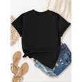 thumbnail image 3 of Ribbon & Dove & Letter Print Comfy T-Shirt, Round Neck Short Sleeve Sports Tee, Women's Activewear, 3 of 6