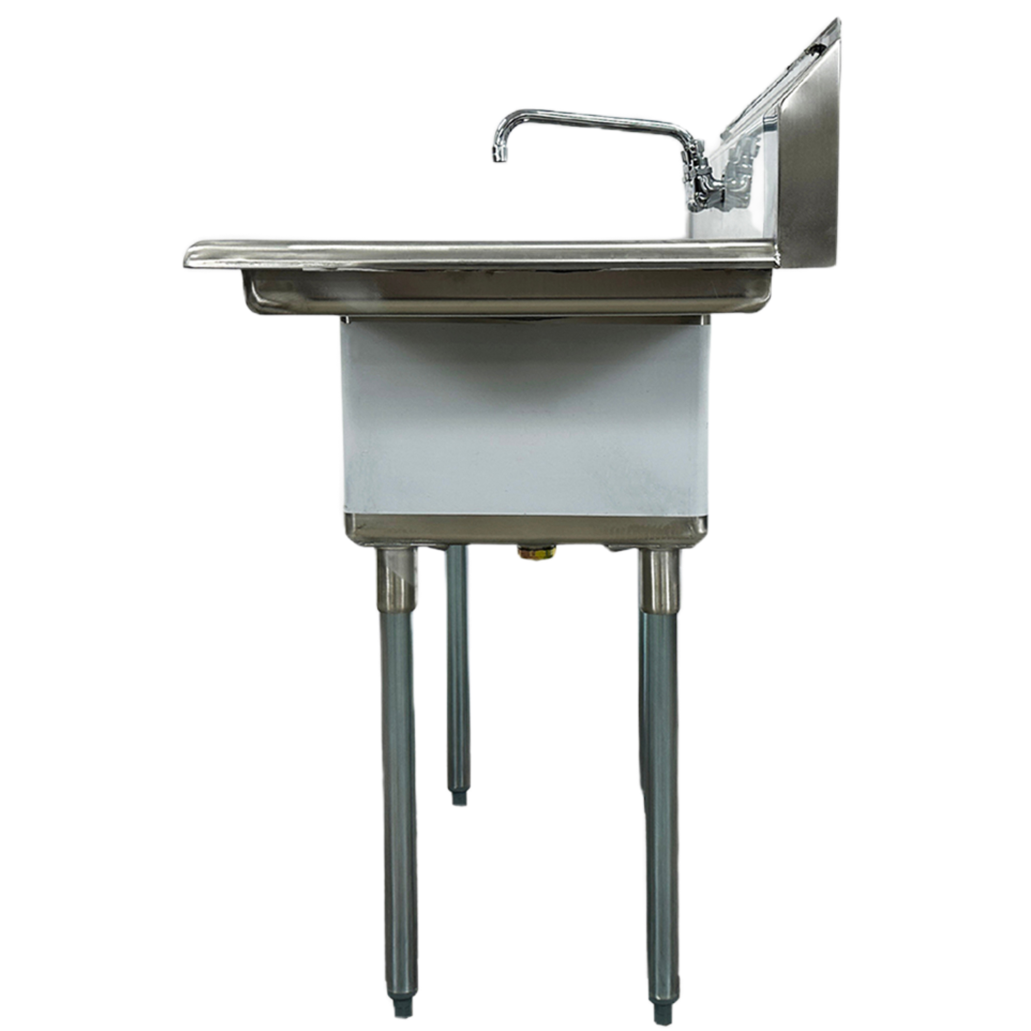 NSF 14 in. 2 Compartment Commercial Kitchen Sink, with Drainboards Free Standing Double Bowl Kitchen Prep & Utility Sink