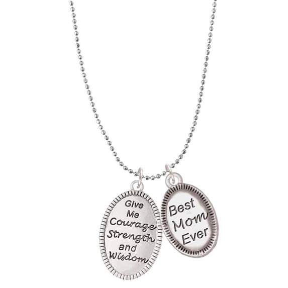 Delight Jewelry Give Me Courage Strength Wisdom Medallion Best Mom Ever Charm Necklace