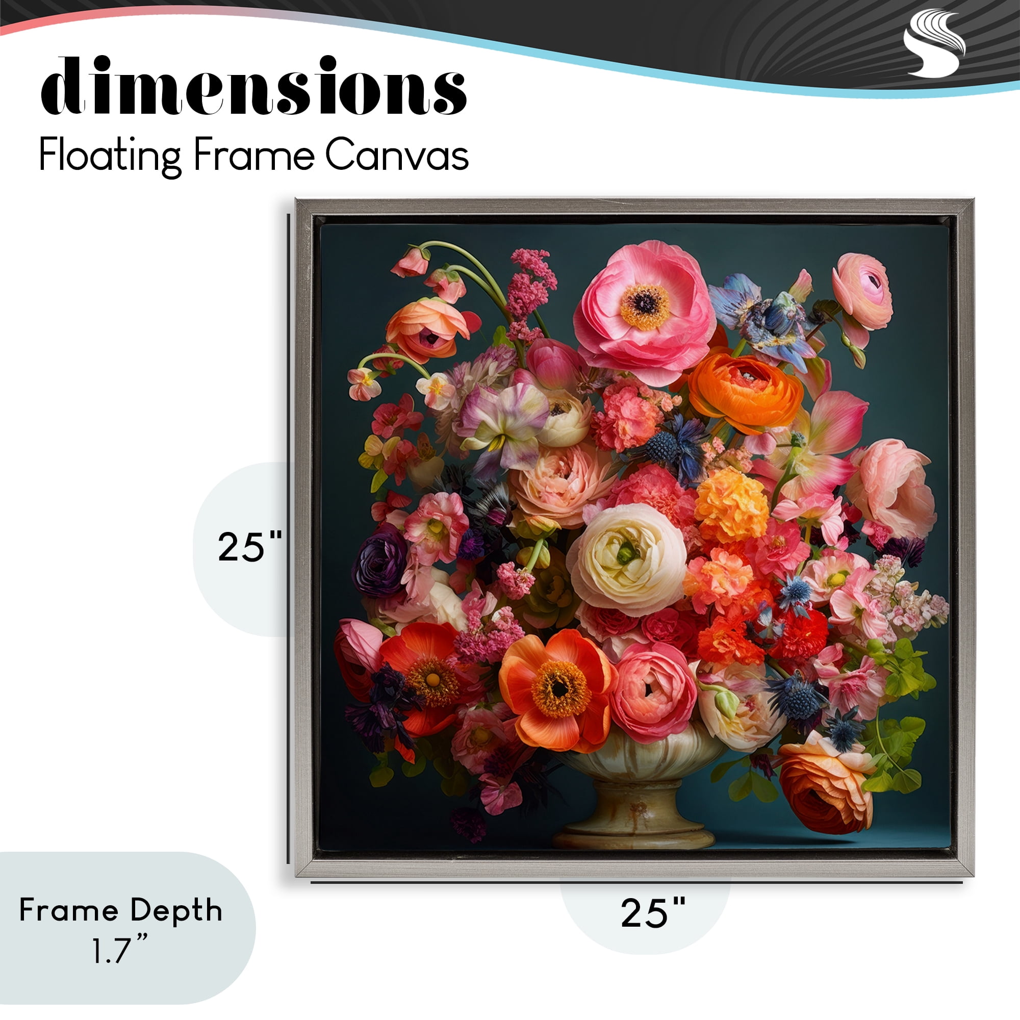Stupell Industries Harmonious Mixed Peonies Gray Framed Floater Canvas Wall Art, design by Lazar Studio