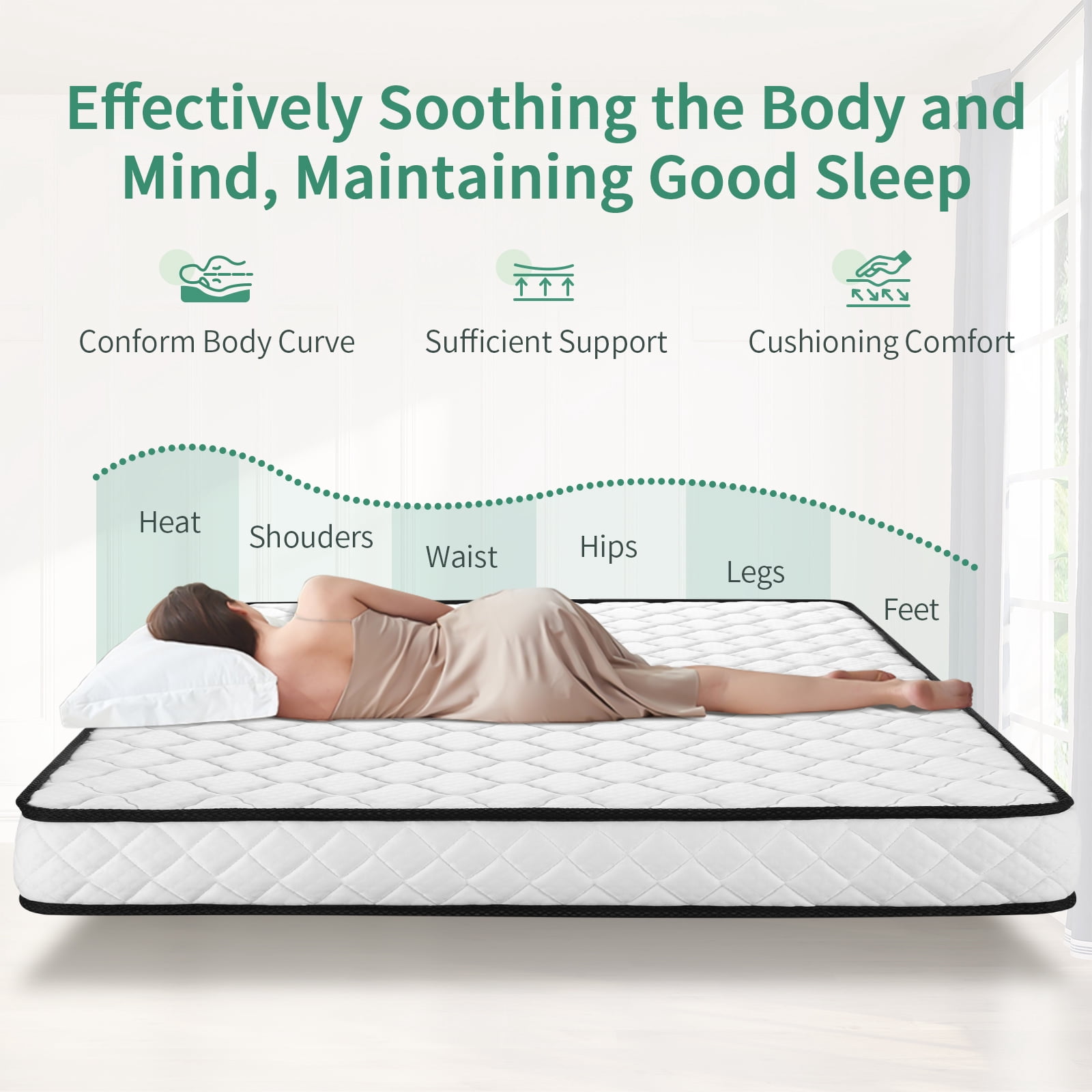6 Inch Twin Mattress for Kids Adults Single Bed, Memory Foam Twin Size Mattress in a Box for Comfort Sleep & Pressure Relief, CertiPUR-US Certified Twin Mattresses Medium Firm,Fiberglass-Free