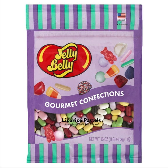 Jelly Belly Licorice Bridge Mix - 1 Pound (16 Ounces), Classic Pastels, Buttons & Beans, Zipper Bag