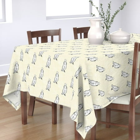 

Cotton Sateen Tablecloth 70 Square - Owl Crown Yellow Woodland Baby Nursery Boho Forest Animals Magical Stripes Girl Pink Blue Print Custom Table Linens by Spoonflower