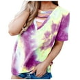 thumbnail image 2 of GaThRRgYP Womens Plus Size T-Shirts,Women's Plus Size Tie Dyed Printed Short Sleeved V-Neck Top/Shirt, 2 of 6