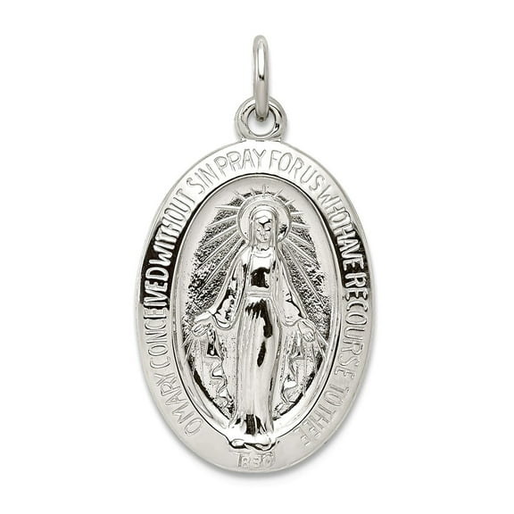 925 Sterling Silver Polished Not engraveable Immaculate Conception Medal Pendant Necklace 24x13mm Wide Pendant for Women