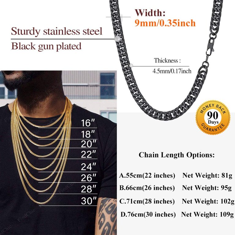 Mens Chain Gold 7mm Curb Chain Necklace Gold Chains for 