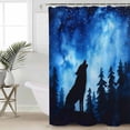 thumbnail image 5 of Forest Shower Curtain, 48" x 72", Wolf Stars Silhouette Night Blue Sky Waterproof Bathroom Curtain Washable Shower Curtain Set with 12 Hooks, 5 of 6
