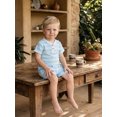 thumbnail image 6 of Cenuakty Toddler 6M 12M 18M 2T 3T 4T 5T Baby Boy Summer Outfit Casual Striped Button V Neck Short Sleeve Tops and Shorts 2 Pcs Set, 6 of 9