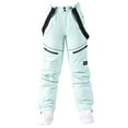 thumbnail image 2 of Adult Waterproof Snow Pants Mens Womens Winter Thicken Warm Skiing Snowboard Pants with Detachable Braces Overall Green XXL, 2 of 5