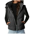 thumbnail image 2 of Hvyesh Puffer Vest for Women Warm Sleeveless Coat Zip Up Hooded Outerwear Lightweight Winter Padded Gilet Jacket with Pockets Black, 2 of 10