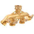 thumbnail image 4 of Brass Garden Hose Splitter with HighQuality Ball Valves for LeakFree Water Control Golden, 4 of 9
