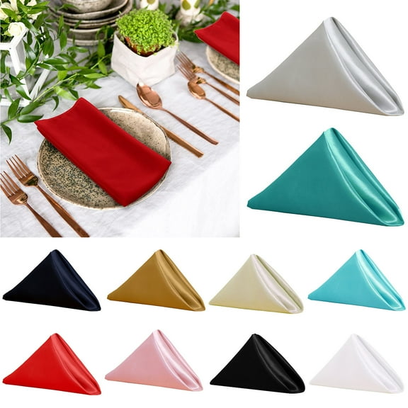 Homeer Cloth Napkin Place Mat Dinner Napkins Dinner Napkins Set of 6 - Careful Trim Soft Fabric Neat Decorative Color Satin Square Shape Table Napkins Hotel Accessories