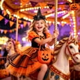 thumbnail image 4 of LILIYA Girls Halloween Sequin Party Dress with Pleated Skirt, Elegant Gown for Celebrations and Events 3-4 Years, 4 of 6