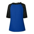 thumbnail image 6 of TIHLMK Shirts for Women Plus Size Womens Casual Half Sleeve Solid Lace V-Neck Splicing T-shirt Net Yarn Tops Blue, 6 of 8